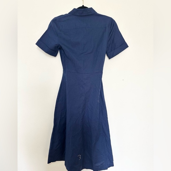 NWT Vineyard Vines Westerly Tie-Front Linen Dress Size 0 Deep Bay Blue modest - Picture 4 of 4